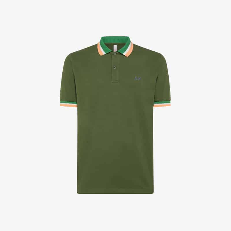 SUN68 – POLO BIG COLLAR MULTISTRIPE VERDE