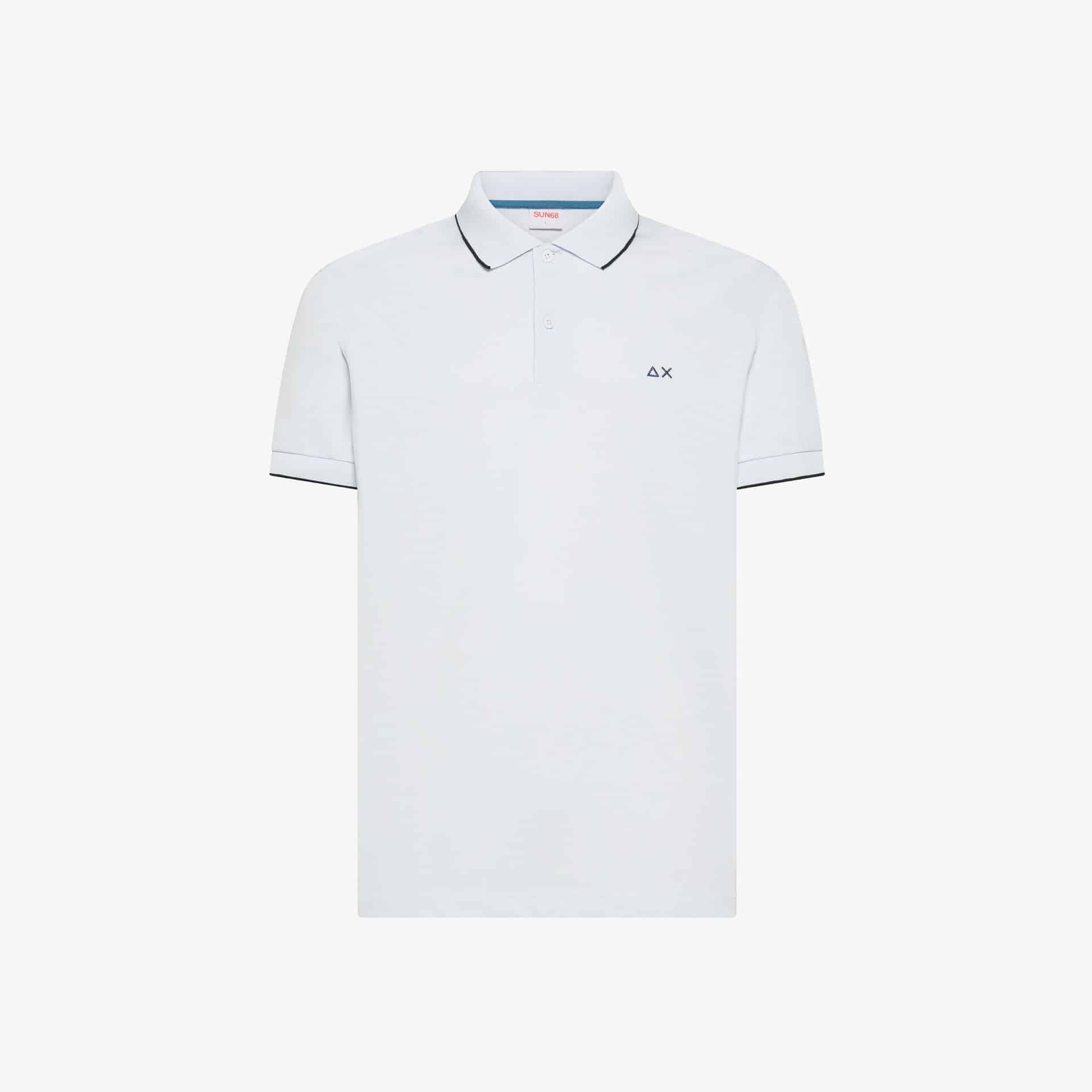 SUN68 – POLO SMALL STRIPE ON COLLAR BIANCO