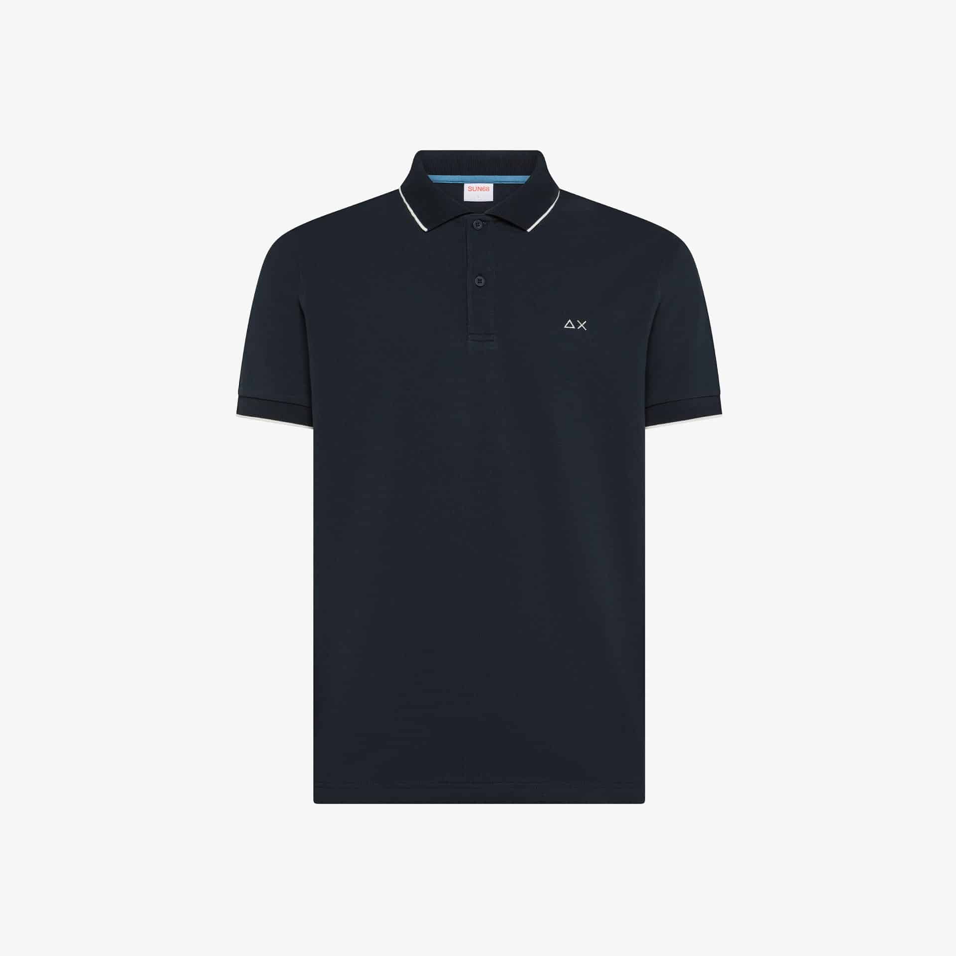 SUN68 – POLO SMALL STRIPE ON COLLAR NAVY