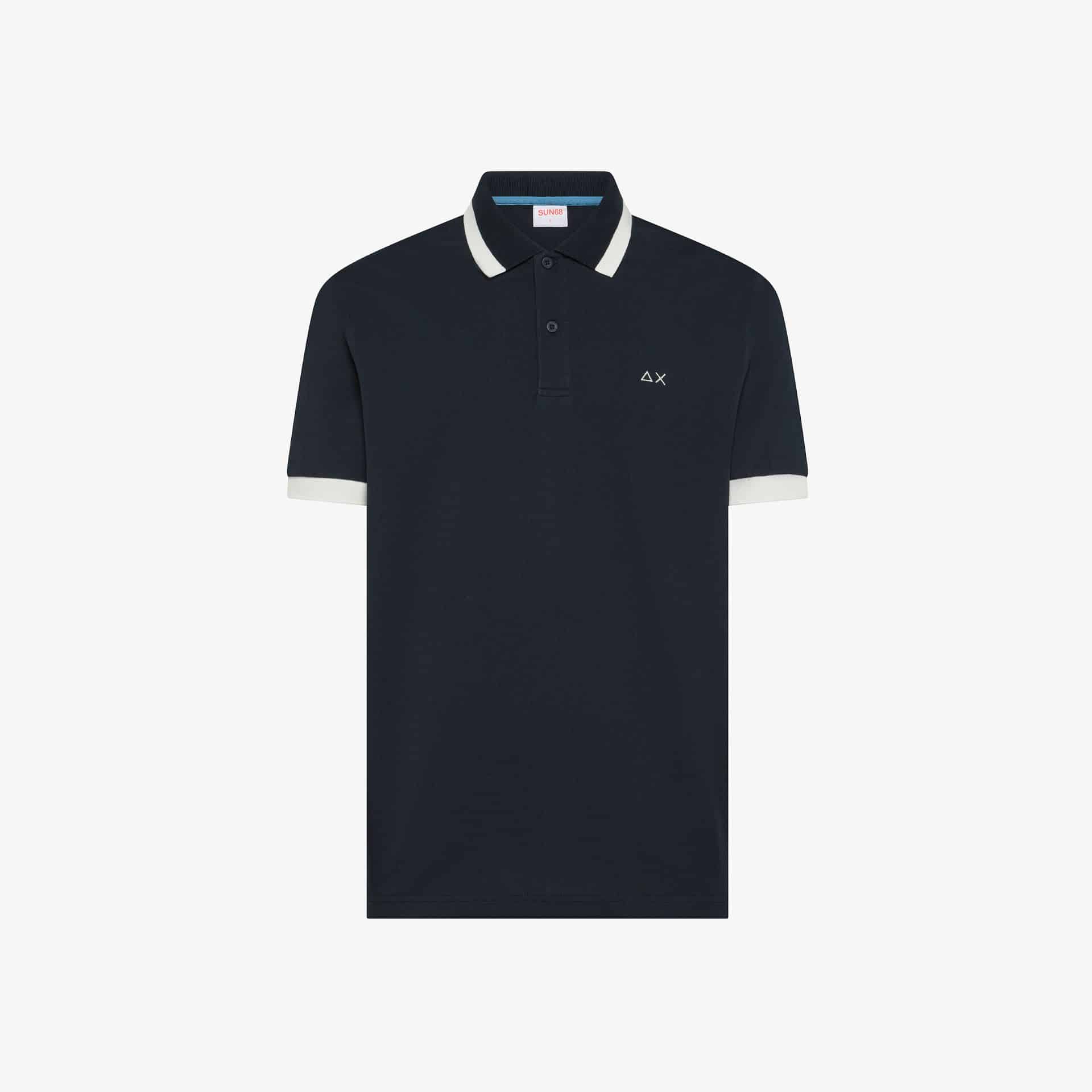 SUN68 – POLO BIG STRIPE ON COLLAR NAVY