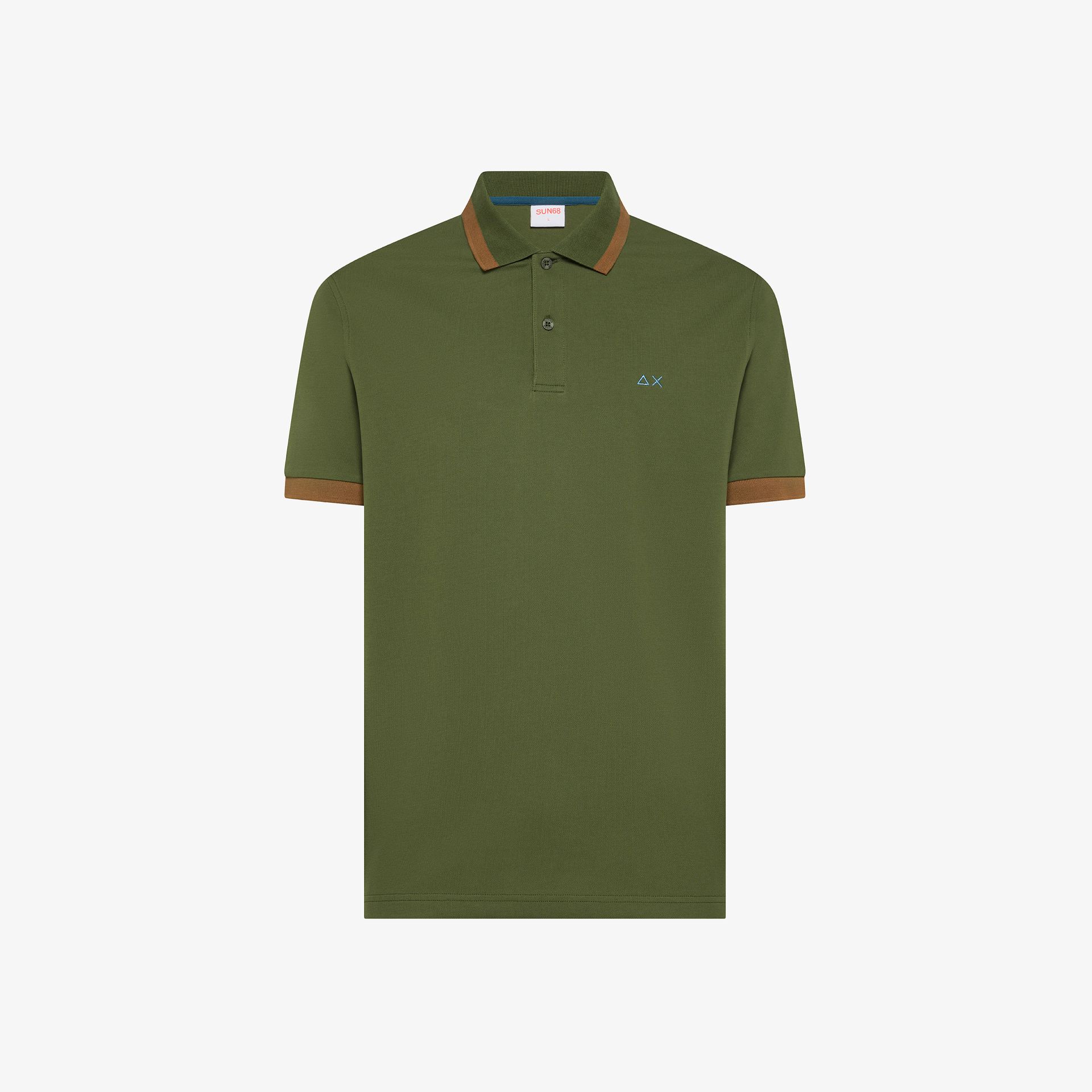 SUN68 – POLO BIG STRIPE ON COLLAR VERDE SCURO